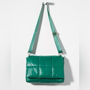 Anthropologie Green Quilted / Puffer Crossbody Purse